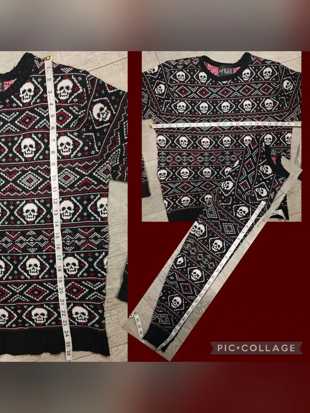 💀XXX RUDE Hot Topic Gothic Skull Fair Isle Sweater💀💀